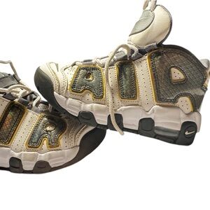 Nike Kids Air More Uptempo White and Gold Shoes
